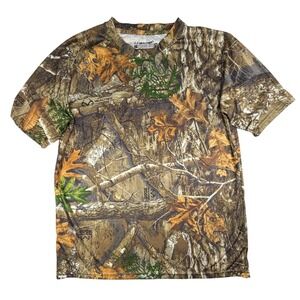 Realtree Edge Camo T-Shirt Mens Medium Staghorn Creek Hunting Fishing Tee Brown